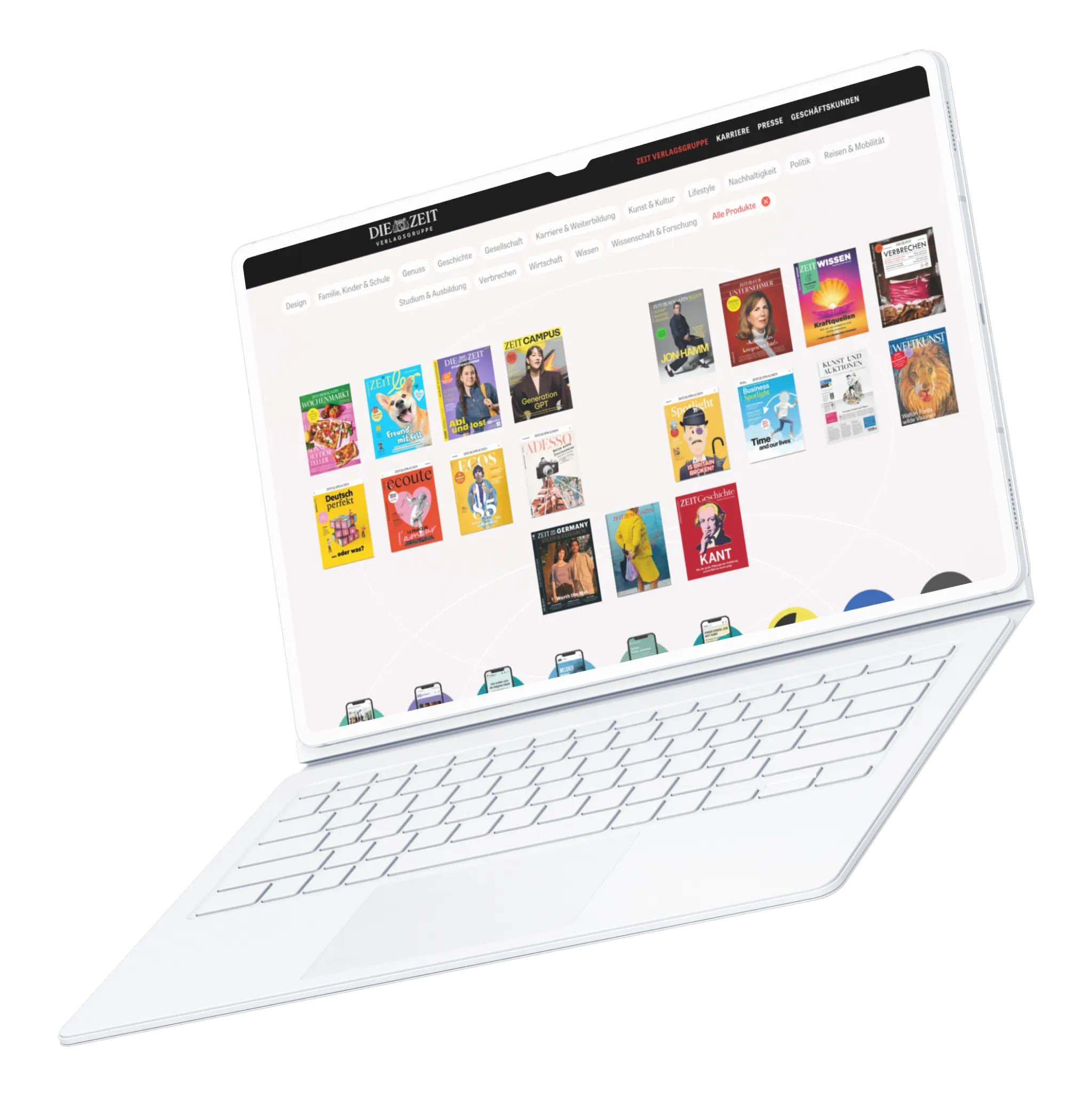 Abbildung der Zeit-Verlagsgruppen Website auf einem Laptop