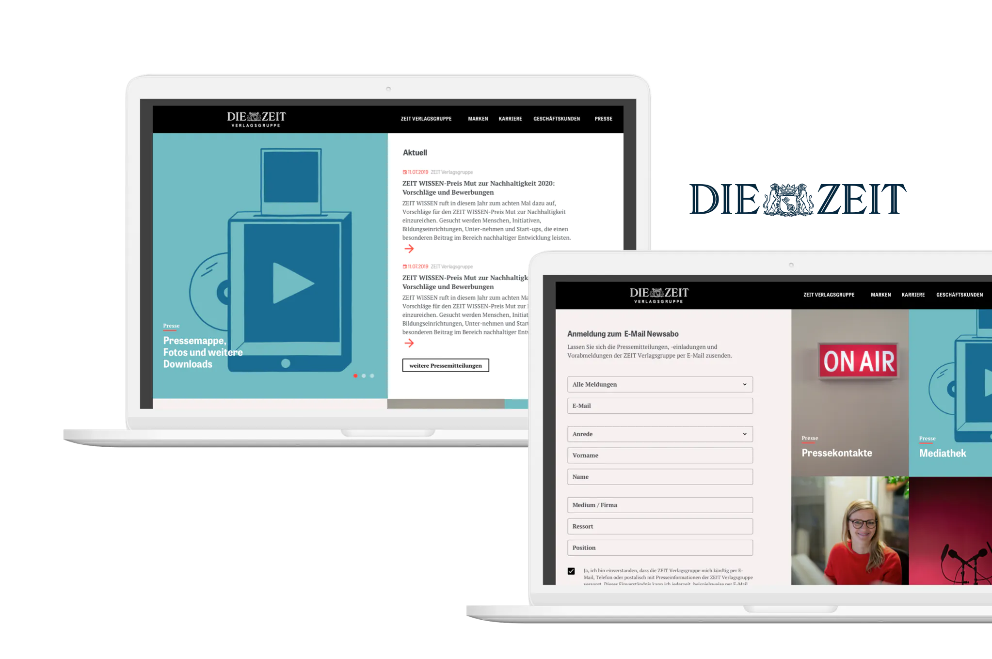 ZEIT Verlagsgruppe Webdesign Mockup Desktop