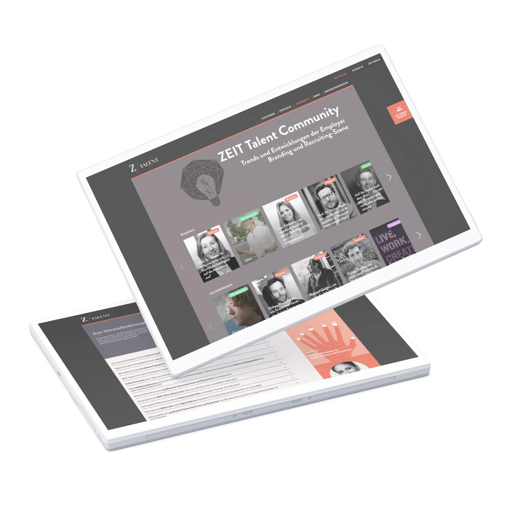 Ansicht der ZEIT Talent Website auf mehreren mobilen Displays