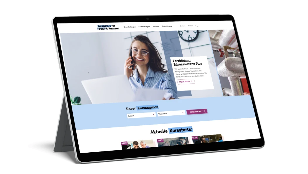 Akademie für Beruf und Karriere Webdesign Mockup