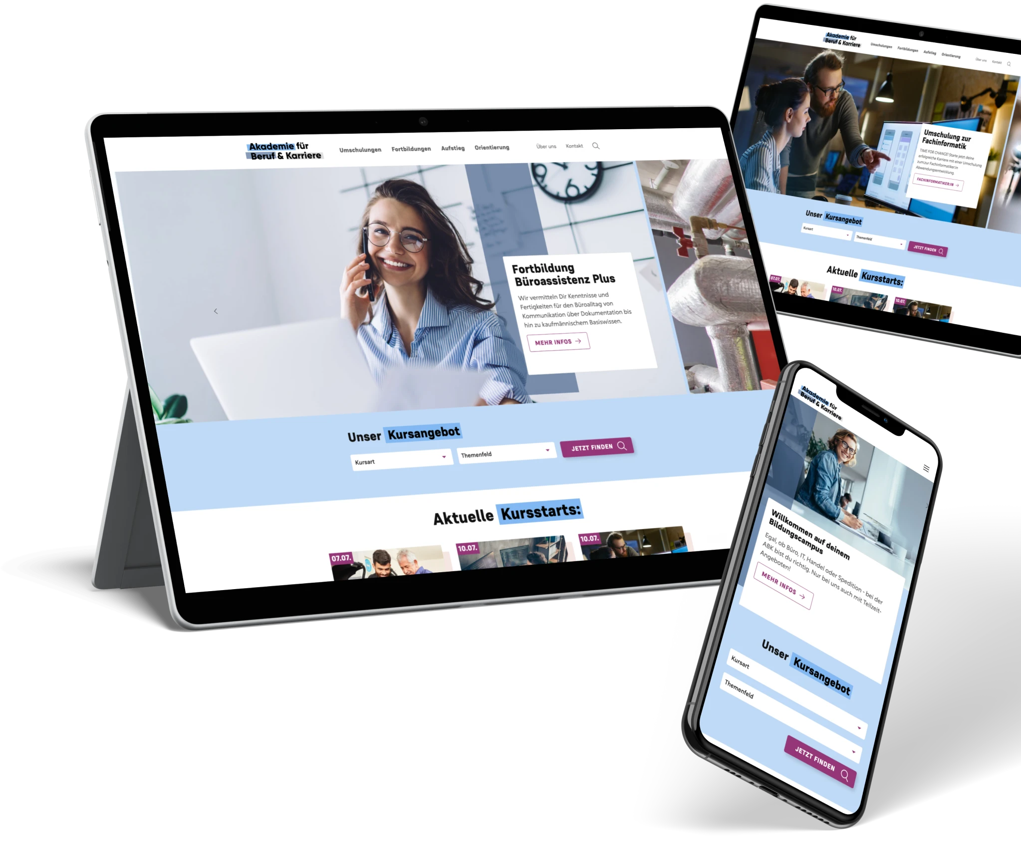 Akademie für Beruf und Karriere Webdesign Mockup