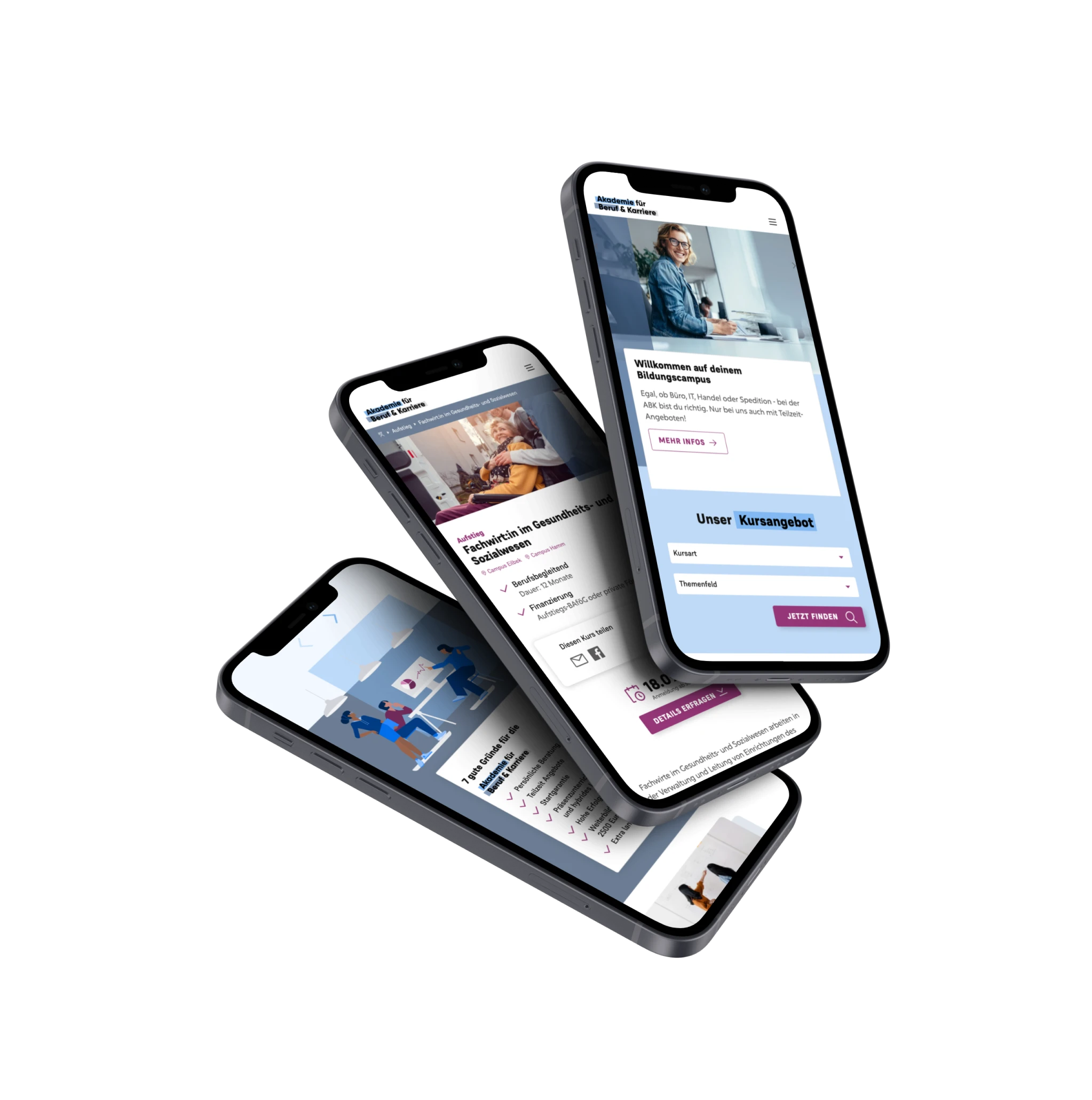 Akademie für Beruf und Karriere Webdesign Mockup mobil