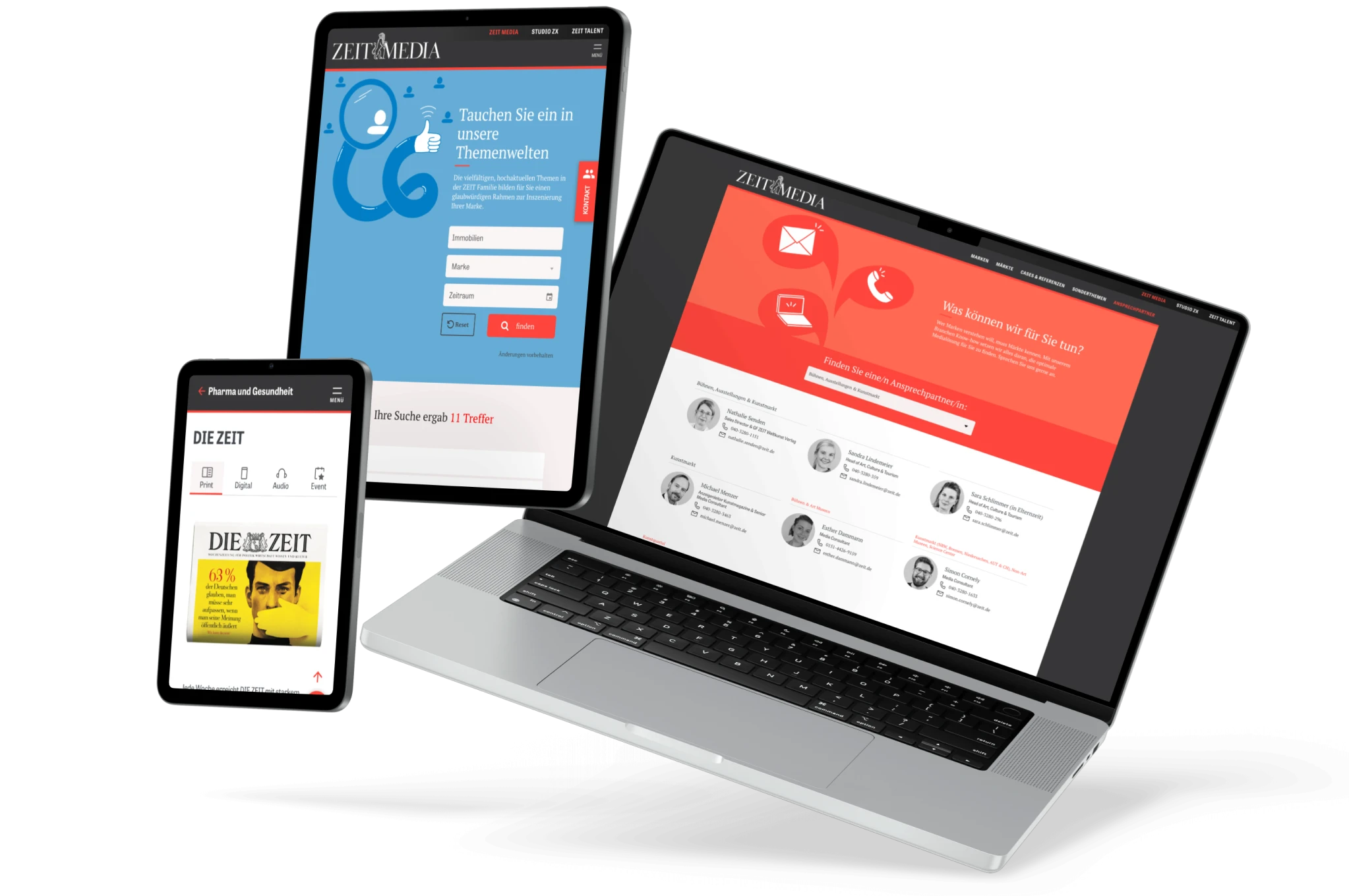 ZEIT Media Webdesign Mockup verschiedene Größen