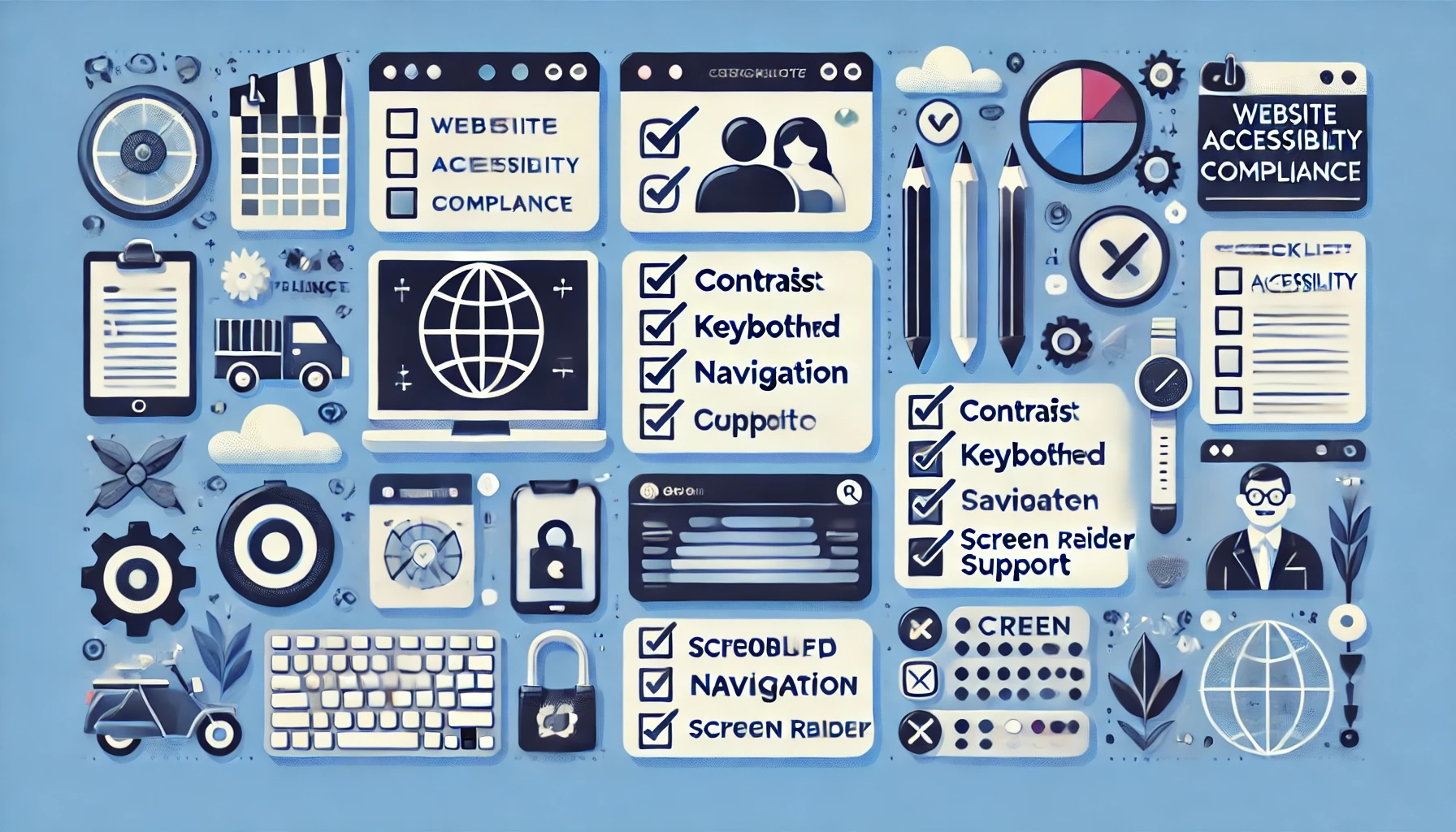 Eine digitale Checkliste mit Kriterien für barrierefreie Websites.