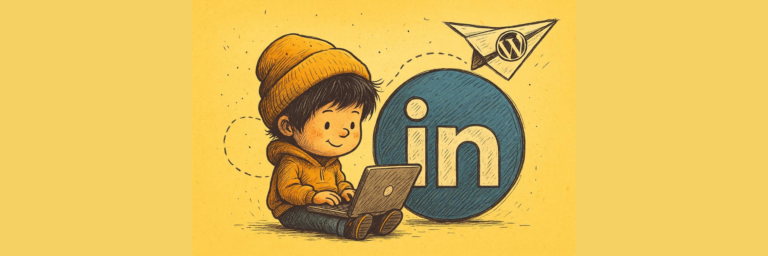 Illustration: Redakteur veröffentlicht Blogbeitrag automatisch auf LinkedIn via Social Publisher
