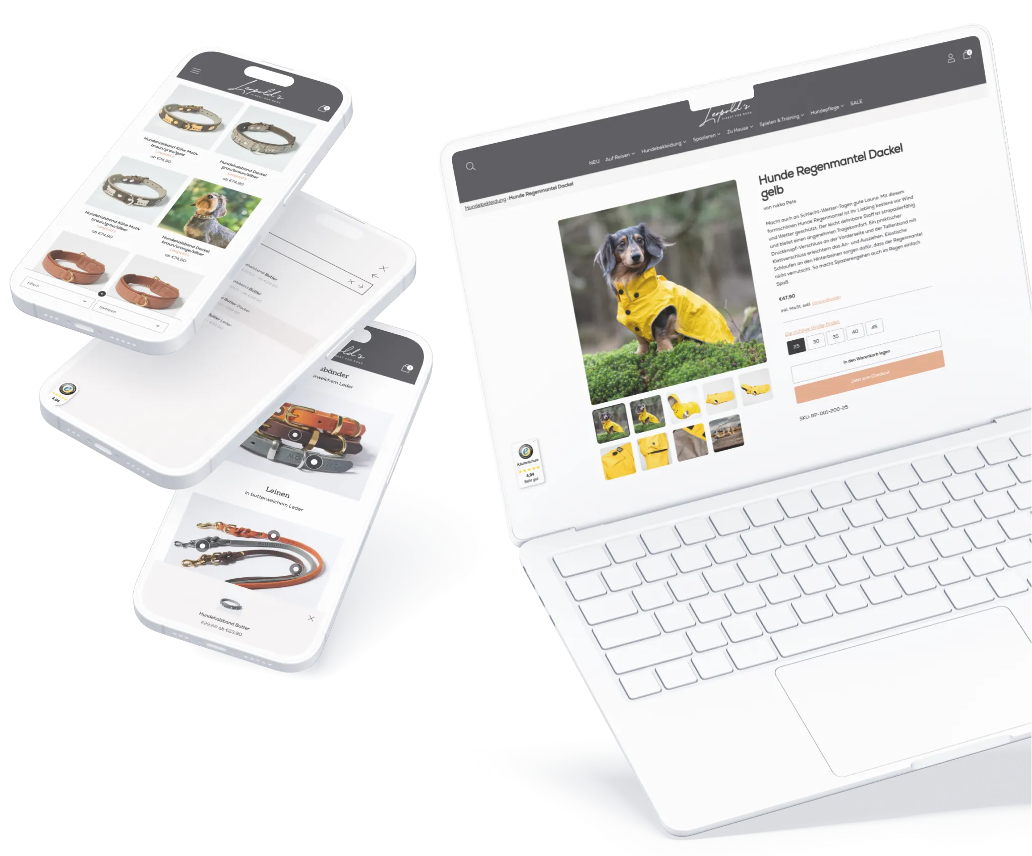 Abbildung der Leopolds-Finest Website auf einem Laptop und mobilen-Display