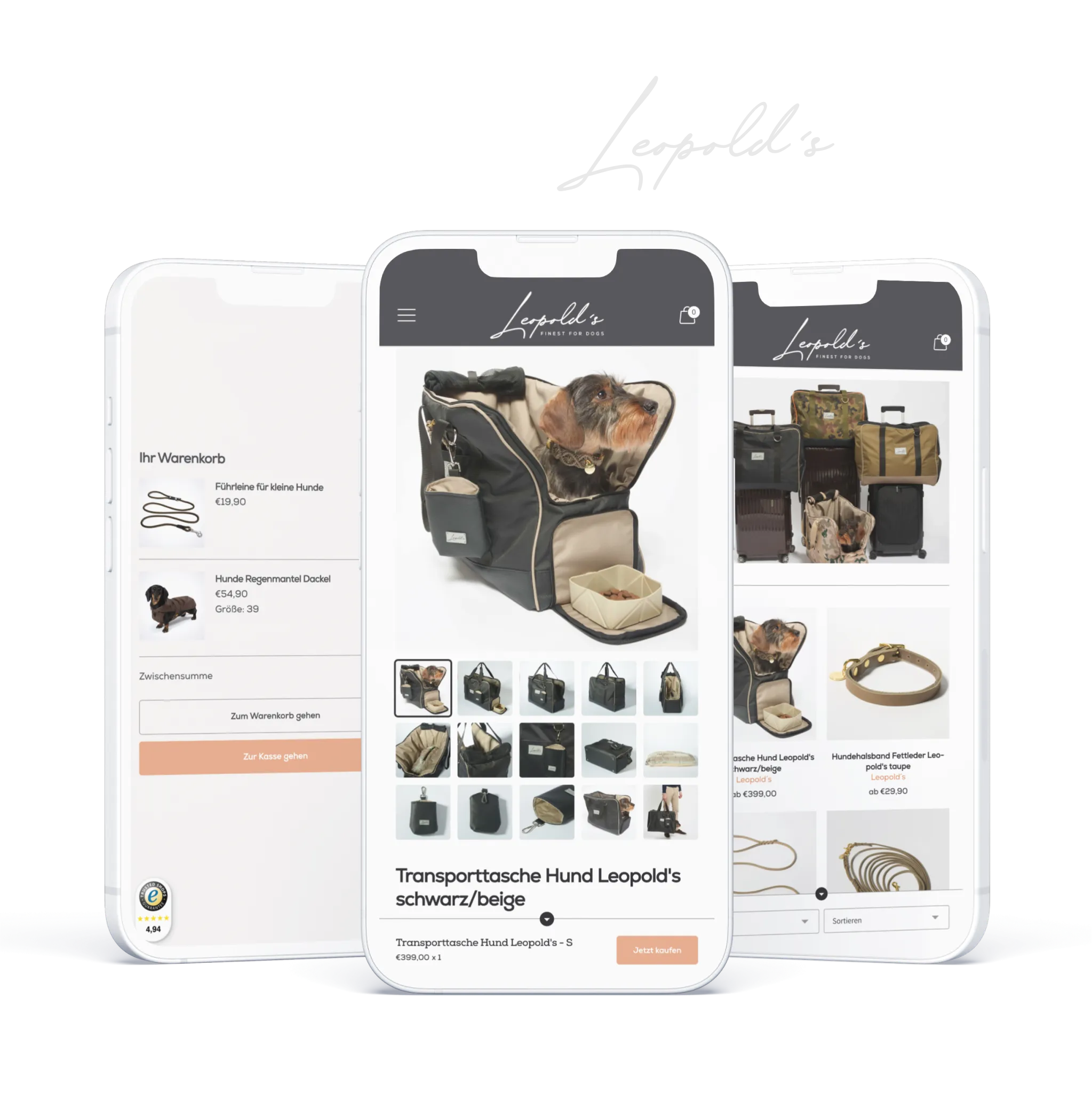 Abbildung der Leopolds-Finest - Website auf einem mobile Display